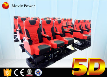 Ghế da màu đỏ và màu đen 4D Motion Theater 100 chỗ ngồi với chủ sở hữu cốc và chân quét