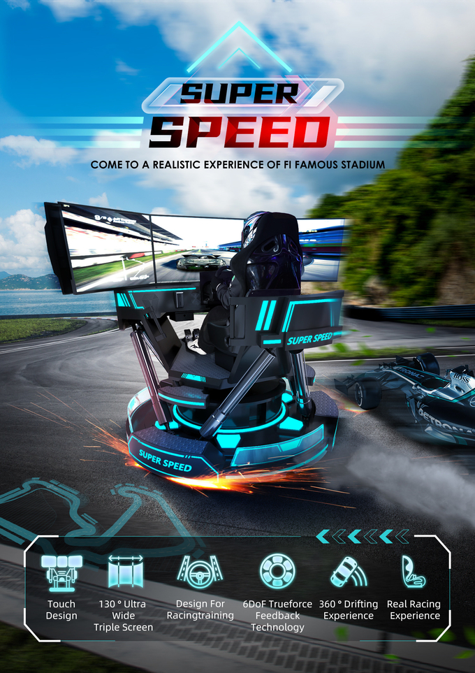 VR 3-Screen Car Racing Virtual Reality Simulator 6-Dof Black Car Racing Game Machine 5d Xe ô tô lái xe arcade cho Mall 0