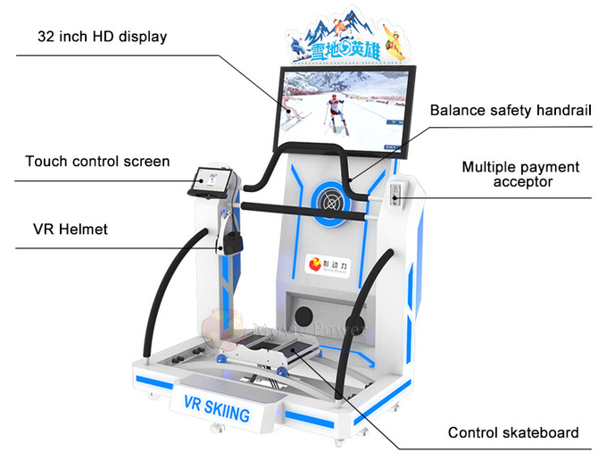 Máy chơi trò chơi thực tế ảo hoạt động bằng tiền xu 9d Vr Ski Simulator For Commercial 3