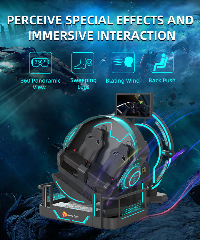 Smart Control VR 360 Flying Cinema 2 chỗ ngồi 9D VR Roller Coaster Simulator 2
