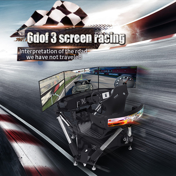 6 DOF xe đua Arcade Dynamic Motion Drive Thiết bị 3 màn hình lái xe mô phỏng 0