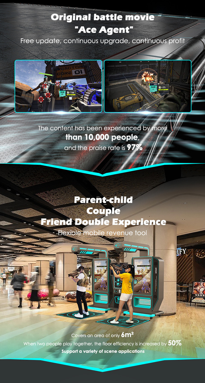 Trung tâm mua sắm VR Trò chơi bắn súng Máy Hai người chơi VR Arcade Simulator 1