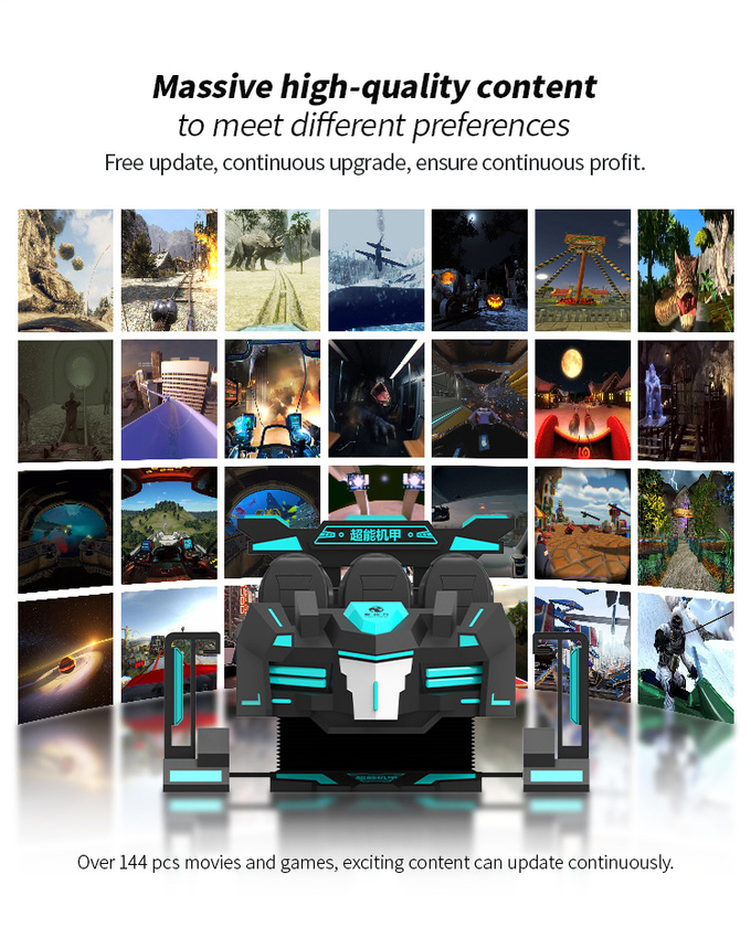 Sợi thủy tinh 9D VR Quay phim 6 người Ghế VR Tàu lượn siêu tốc Trình mô phỏng trò chơi điện tử 1