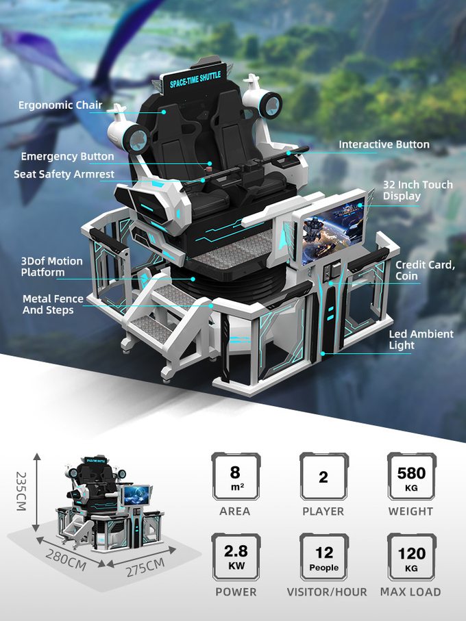 An toàn 9d VR Điện ảnh 2 chỗ ngồi VR Roller Coaster Simulator Chair 360 Motion Ride 1