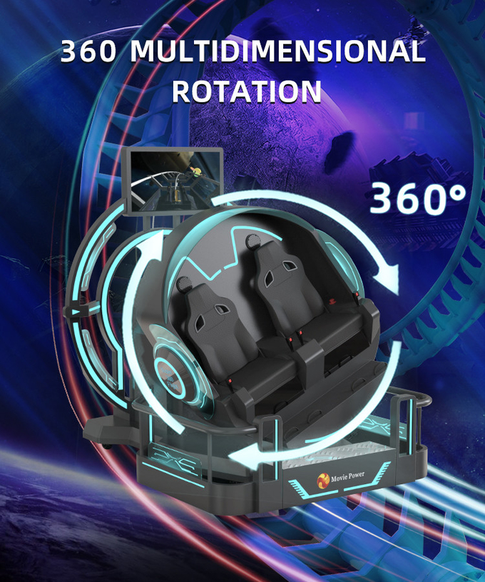Smart Control VR 360 Flying Cinema 2 chỗ ngồi 9D VR Roller Coaster Simulator 3