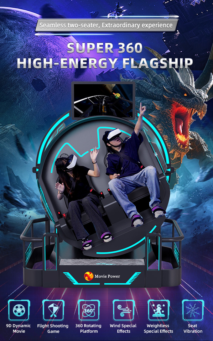 Smart Control VR 360 Flying Cinema 2 chỗ ngồi 9D VR Roller Coaster Simulator 0
