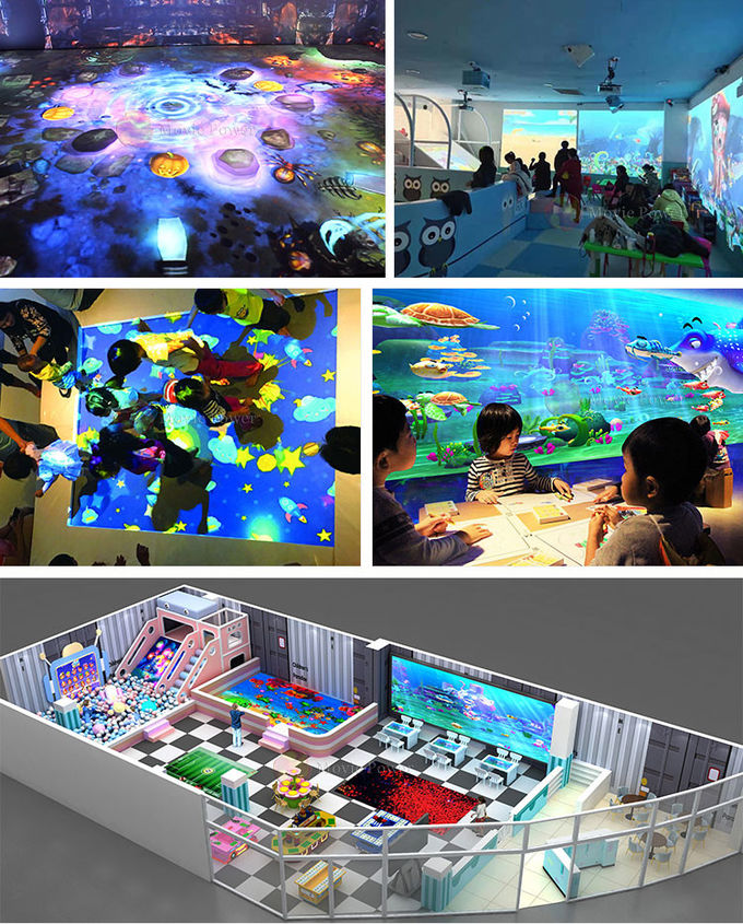 Thiết bị sân chơi cho trẻ em Máy chiếu 3D Hologram Tunnel Trò chơi tương tác trên sàn chuyển động 0
