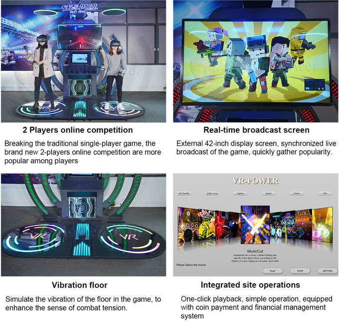 Trò chơi mô phỏng đào tạo âm nhạc Máy Arcade tương tác Chuyến bay chuyển động đầy đủ VR Trò chơi khiêu vũ âm nhạc 4