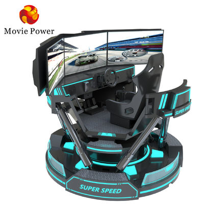 3 màn hình ảo thực tế mô phỏng 6- Dof Black Car Racing Game Machine 5d Xe lái xe Arcade For Mall