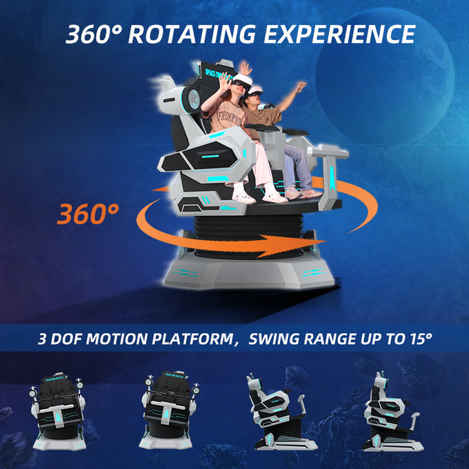 An toàn 9d VR Điện ảnh 2 chỗ ngồi VR Roller Coaster Simulator Chair 360 Motion Ride 2