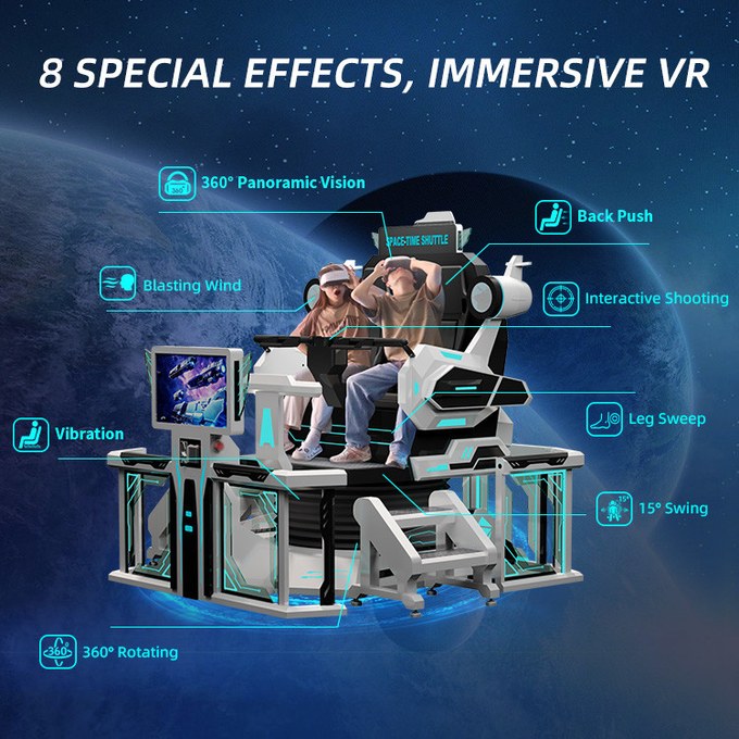 An toàn 9d VR Điện ảnh 2 chỗ ngồi VR Roller Coaster Simulator Chair 360 Motion Ride 4