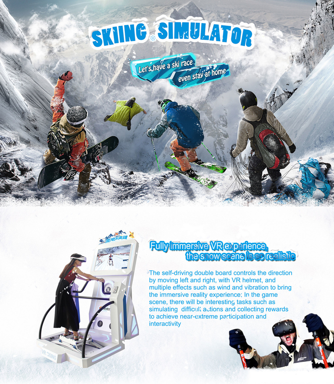 Máy chơi trò chơi thực tế ảo hoạt động bằng tiền xu 9d Vr Ski Simulator For Commercial 0