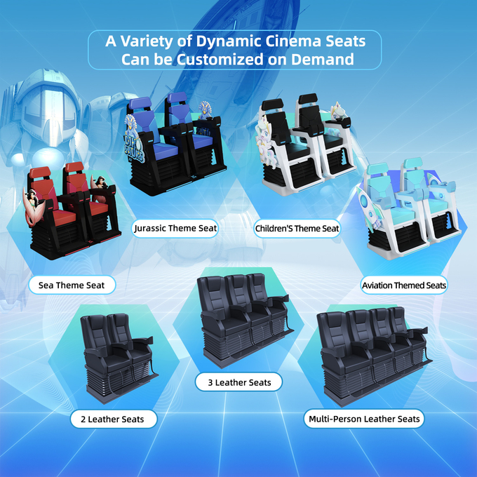 Các nhà cung cấp hệ thống phim VR Thiết bị ghế điện ảnh chuyển động 4d 5d 7d 9d 6d Nhà hát với nhiều chỗ ngồi 5