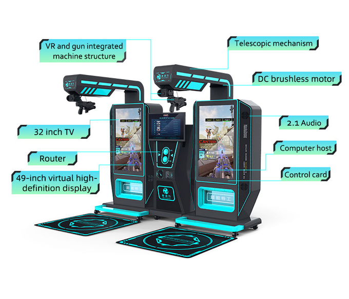Máy chơi trò chơi Arcade Virtual Reality Shooting 9d Vr Shoot Game Thiết bị cho 2 người chơi 1