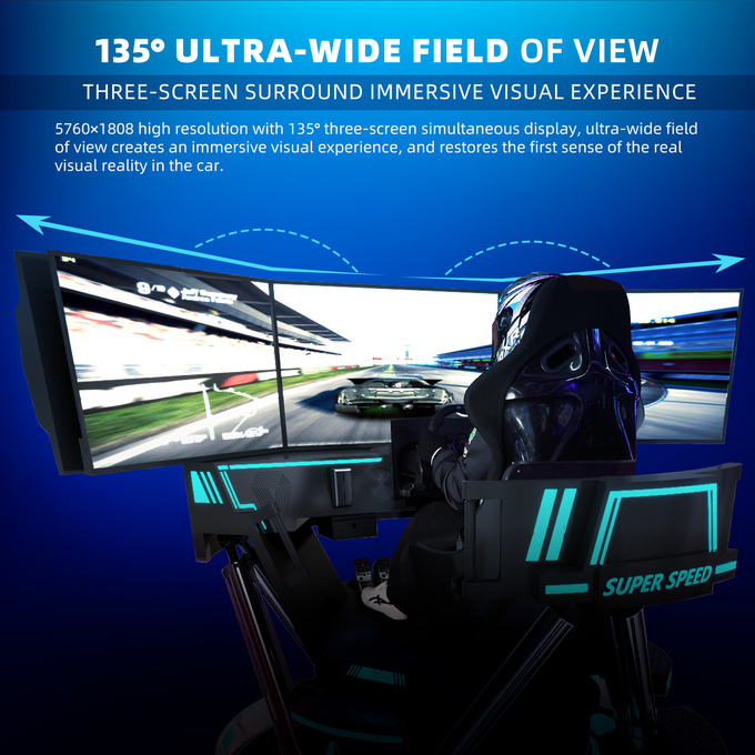 VR 3-Screen Car Racing Virtual Reality Simulator 6-Dof Black Car Racing Game Machine 5d Xe ô tô lái xe arcade cho Mall 5